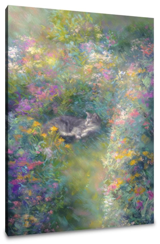 Garden Cat Morning Canvas