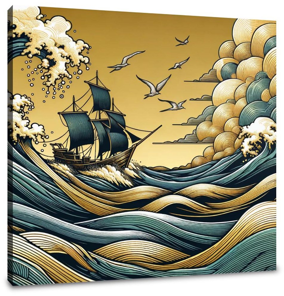 Golden Seascape Voyage Canvas