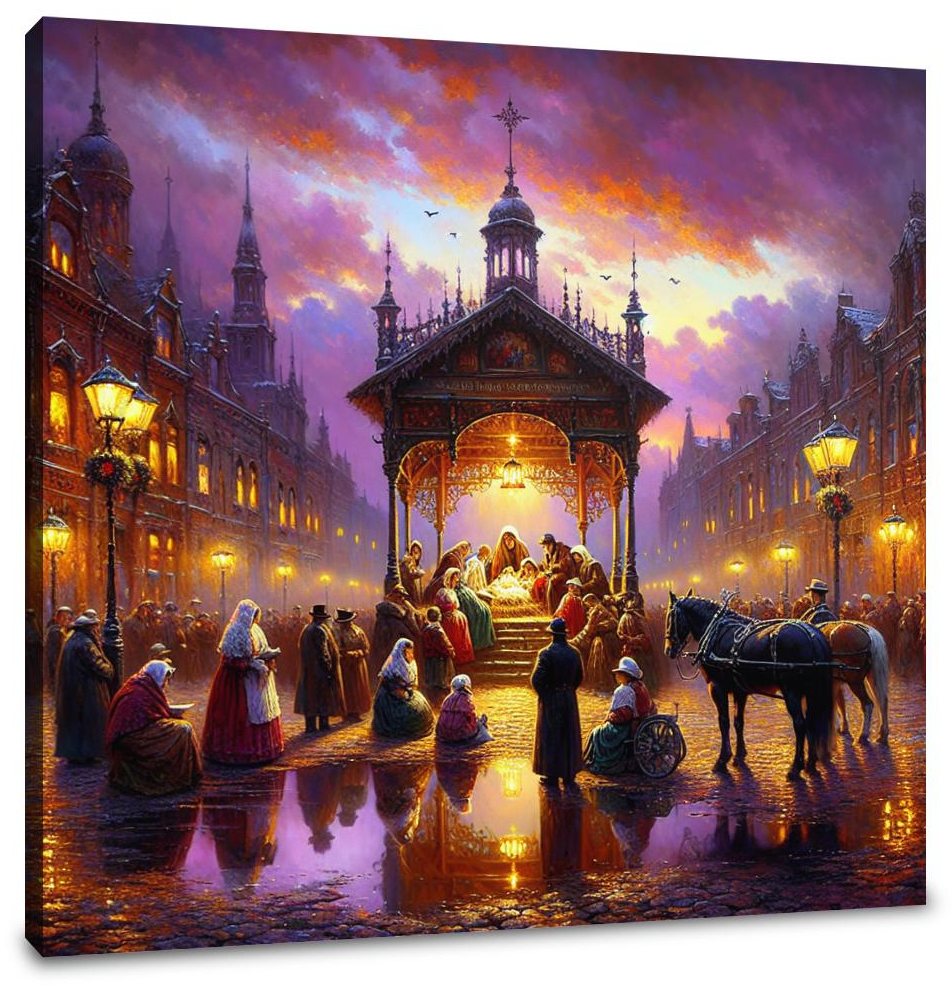 Victorian Nativity Dusk Canvas