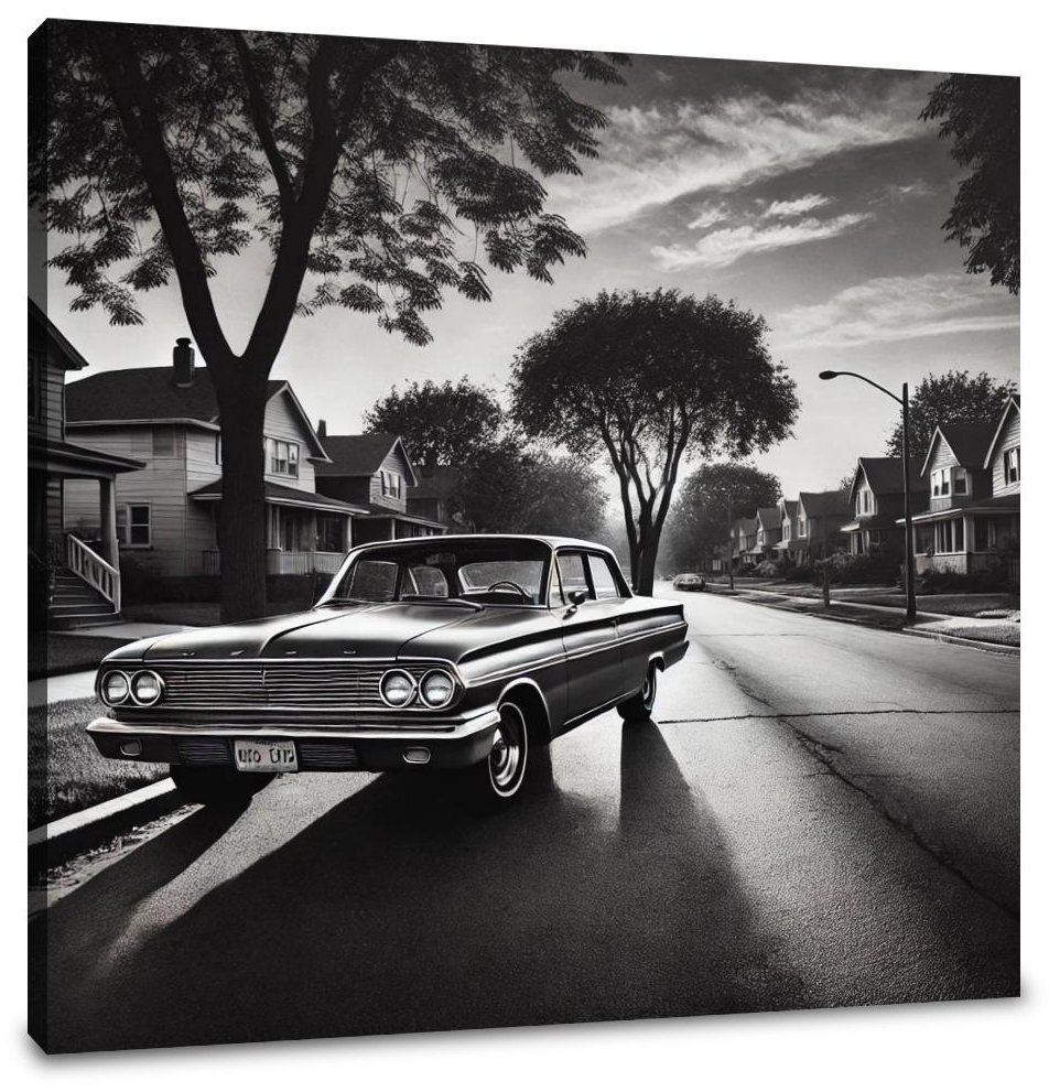 Nostalgic Suburban Drive Canvas