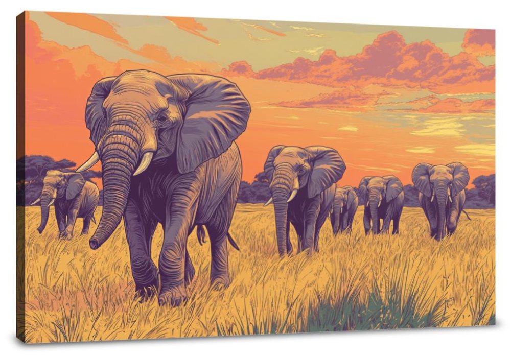 Elephants' Journey Canvas