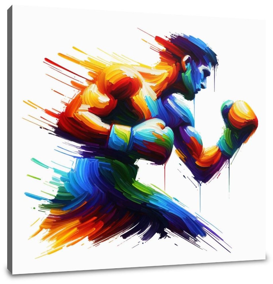 Pugilist's Colorful Impact Canvas