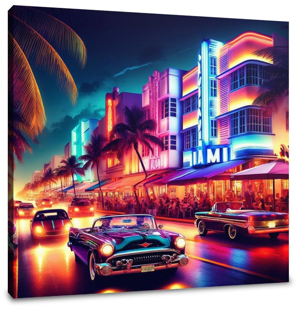 Miami Neon Majesty Canvas