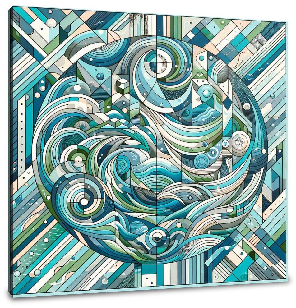 Aquatic Harmony Geometric Dance Canvas