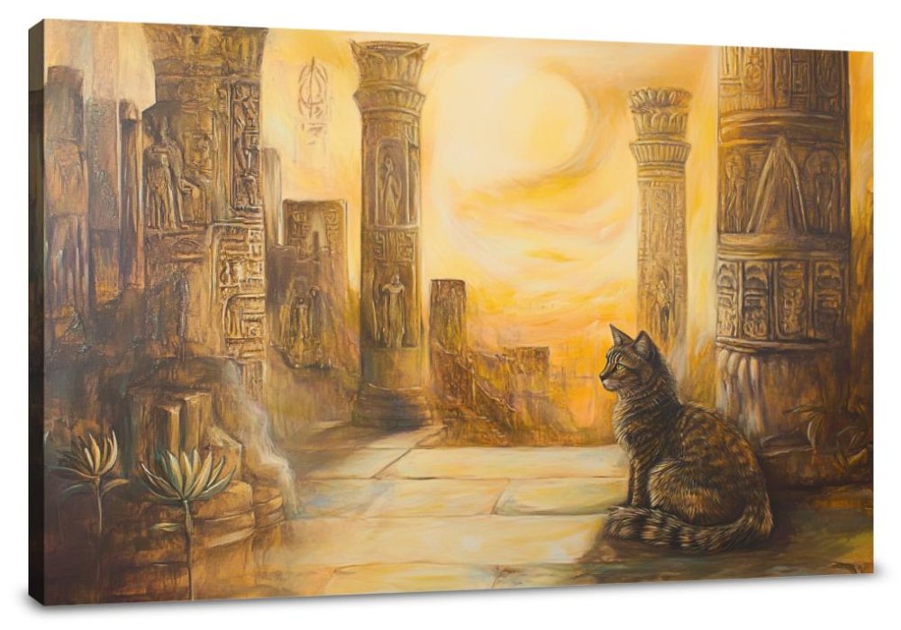 Majestic Feline Temple Canvas