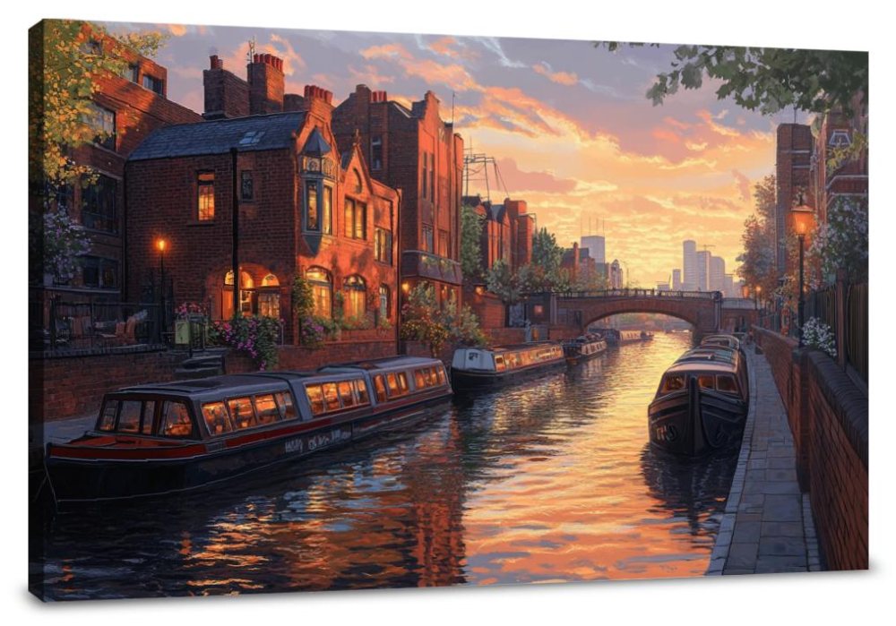 Birmingham Canal Sunset Harmony Canvas