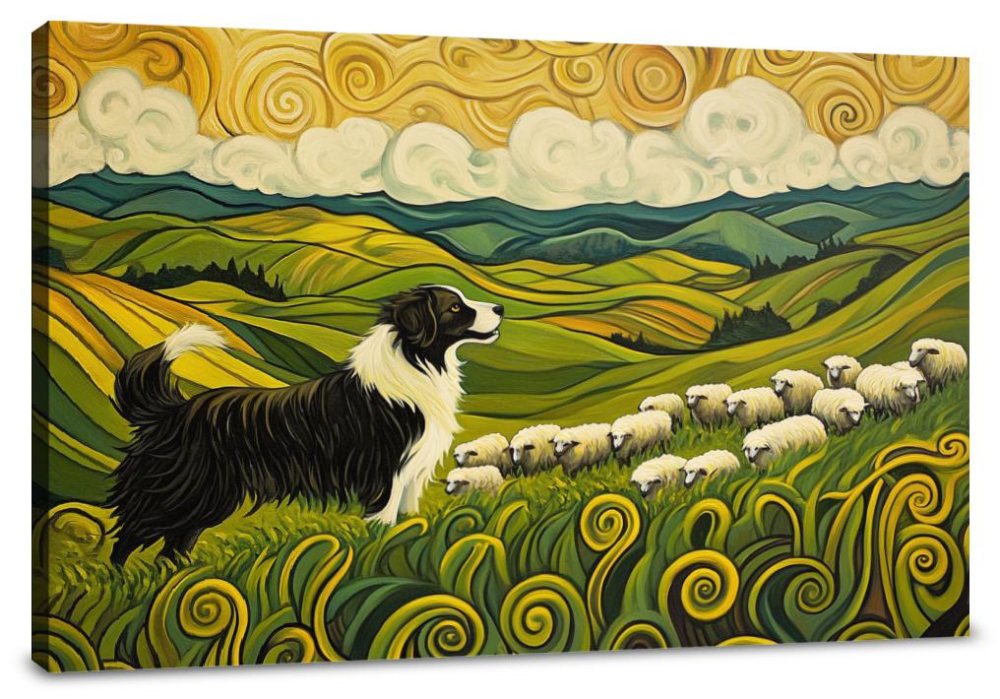 Energetic Border Collie Canvas