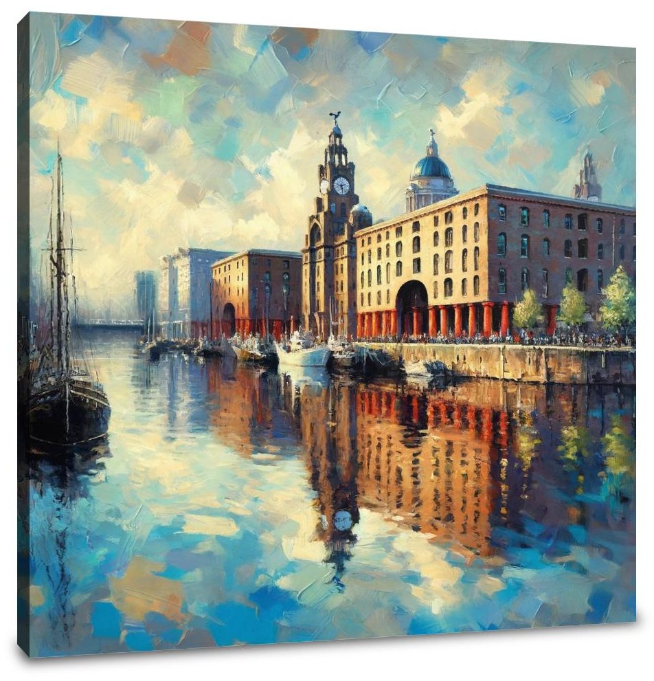 Post-Impressionist Royal Albert Dock Liverpool Canvas
