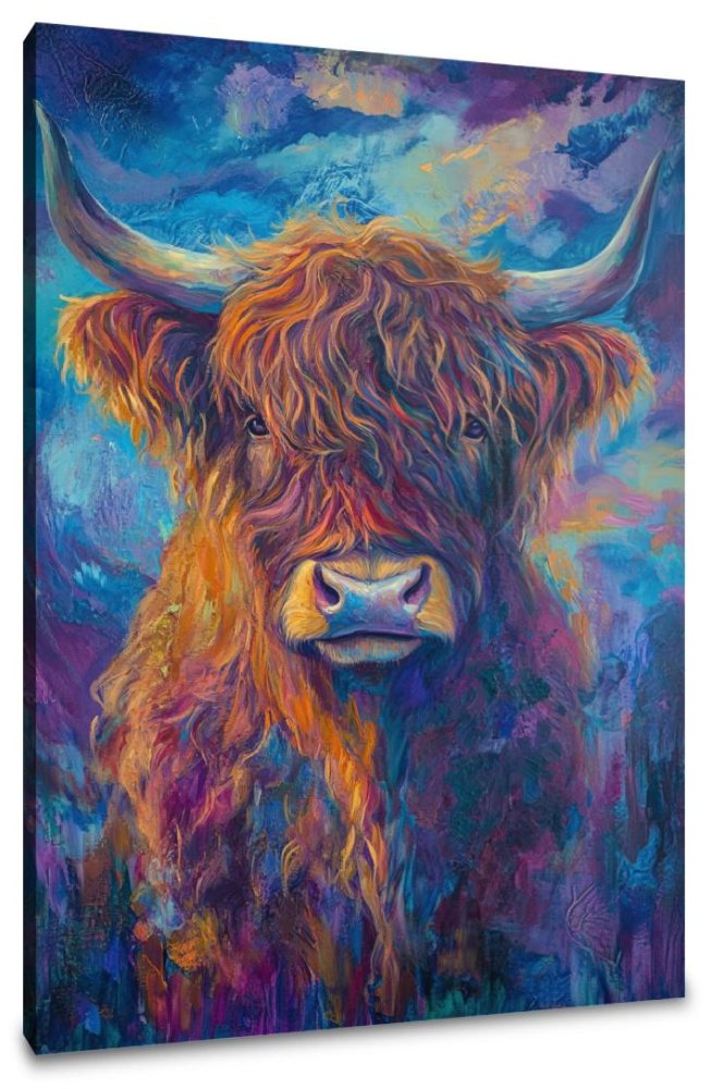 Twilight Highland Cow Canvas