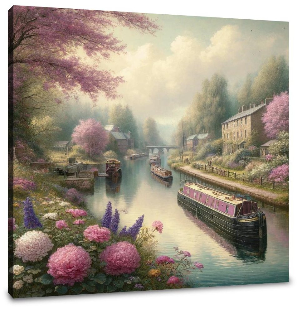 Springtime Canal Charm Canvas