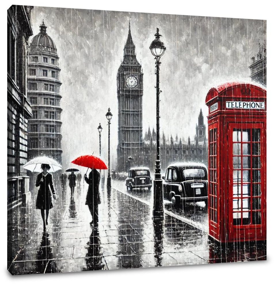 London Rain Stroll Canvas