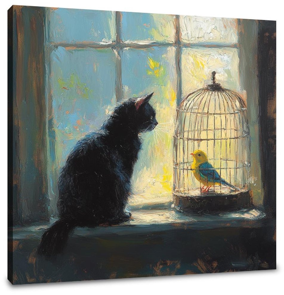 Cat and Canary Standoff Canvas