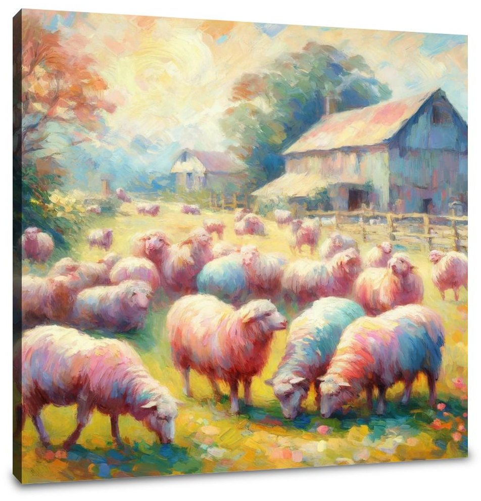 Pastoral Harmony Sheep Canvas