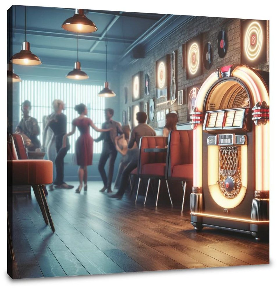 Retro Jukebox Lounge Canvas