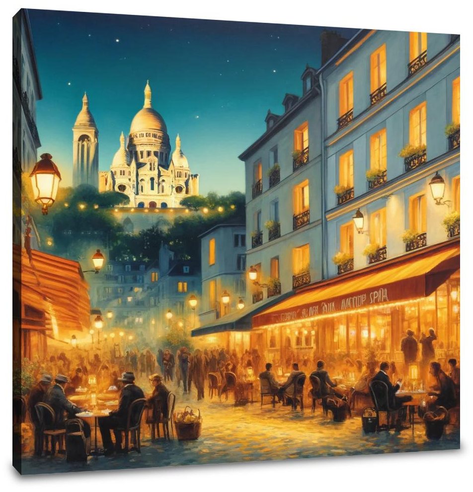 Twilight Over Paris Montmartre Canvas