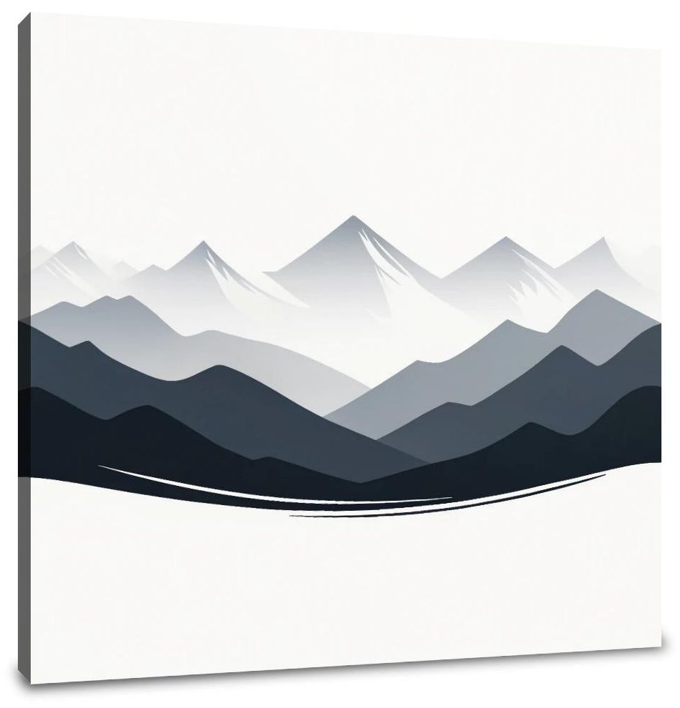 Grey Mountain Silhouette Canvas