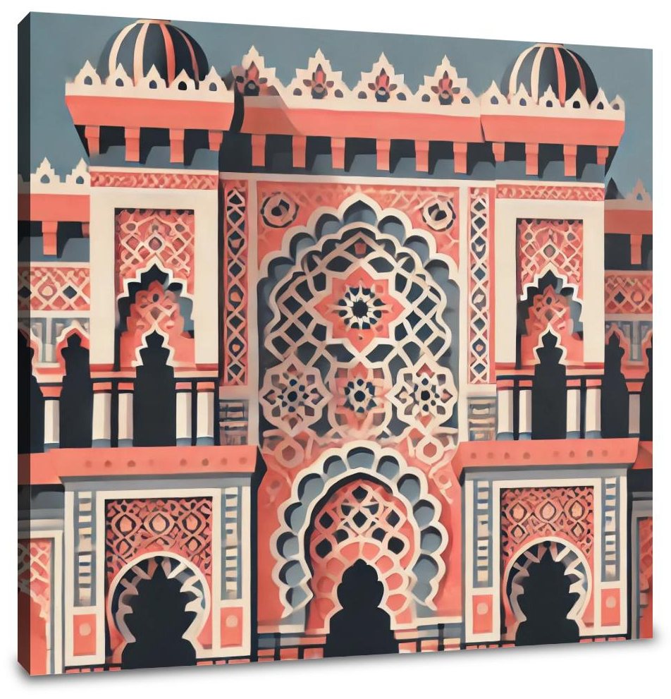 Coral & Blue Islamic Architecture Canvas