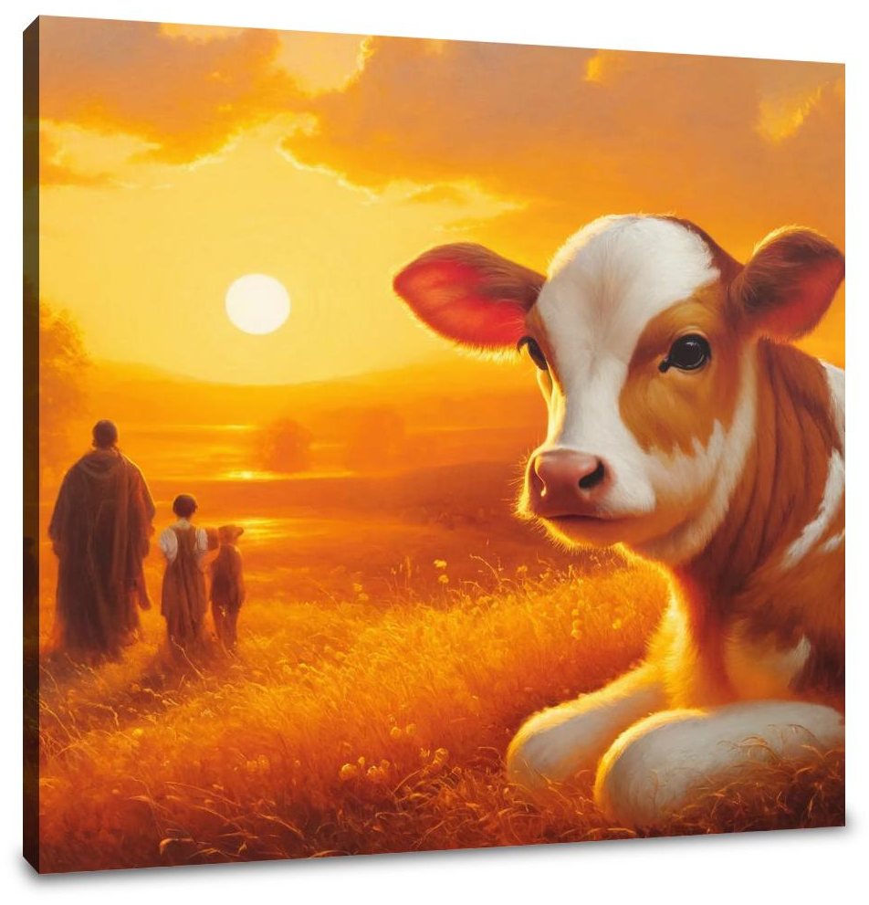 Golden Hour Cow Canvas