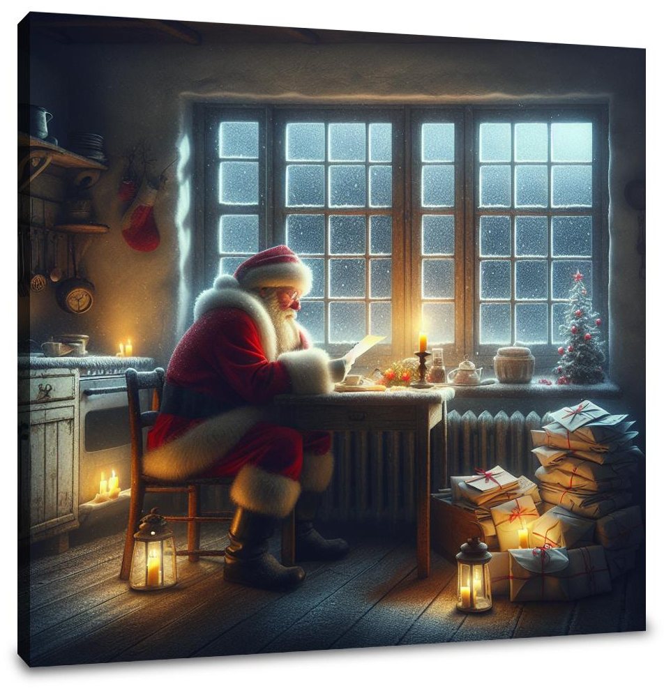 Santa's Reflective Christmas Eve Canvas