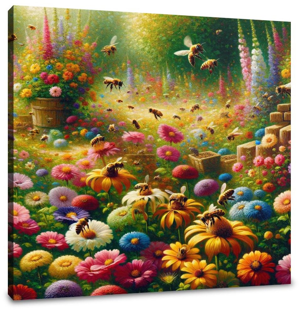 Bustling Garden Life Canvas