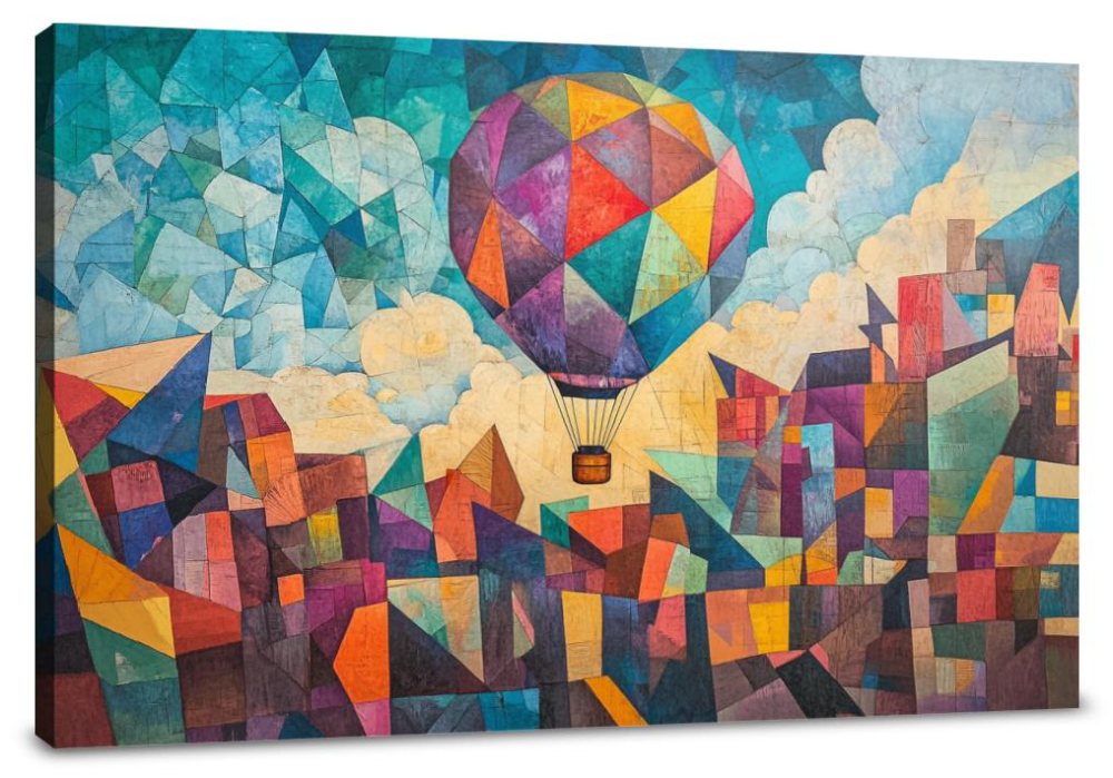 Balloon Over Geometric Canvas
