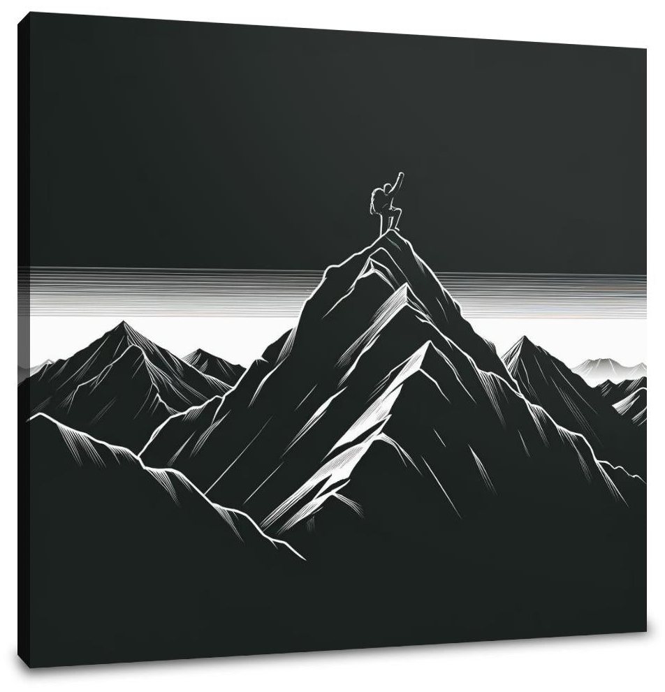 Mountaineering Adventure in Dark Tones Canvas