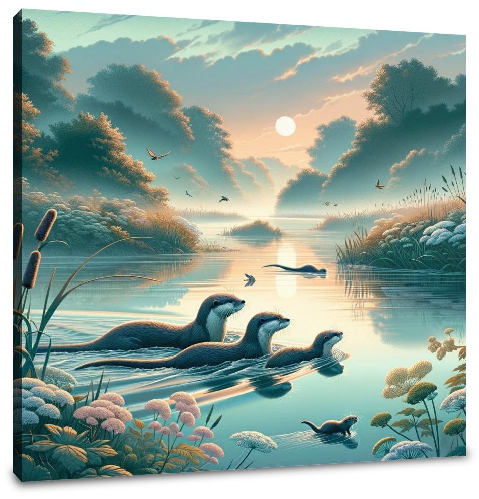 Dawn Otters Canvas
