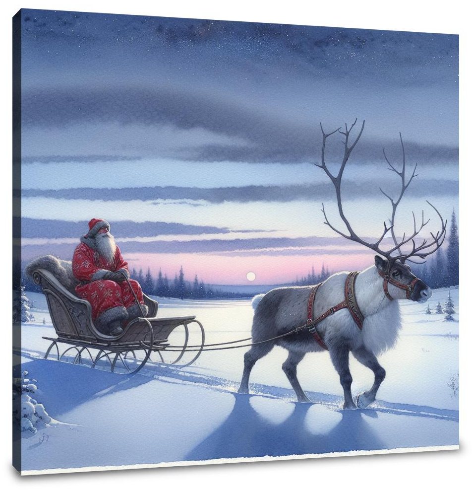 Twilight Reindeer Journey Canvas
