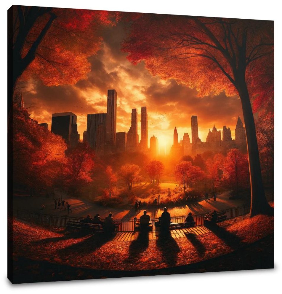 Autumn Sunset Silhouettes Canvas
