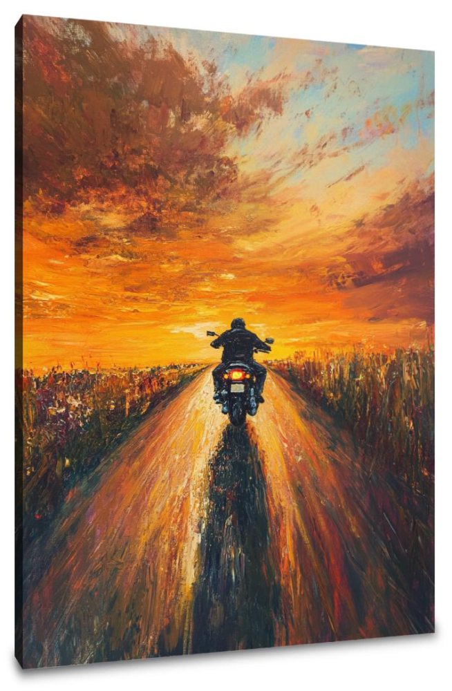 Sunset Roadway Motorbike Canvas