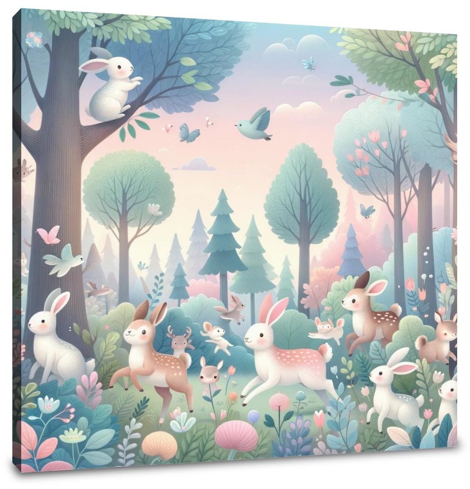 Whimsical Forest Friends Canvas
