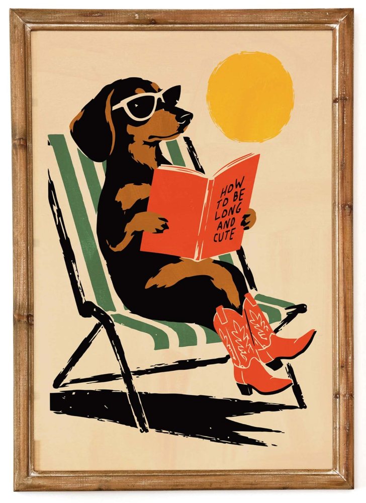 Reading Dachshund Wall Art Poster Print