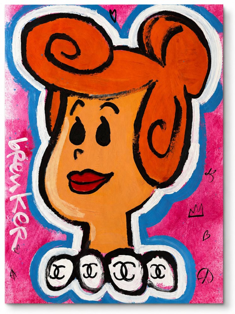Wilma Chanel hans breuker pop art 50 x 70 cm verf op papier.