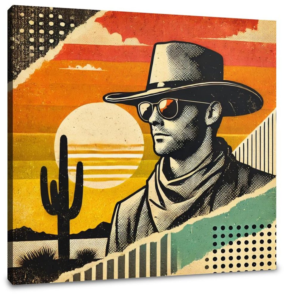 Desert Sunset Cowboy Canvas