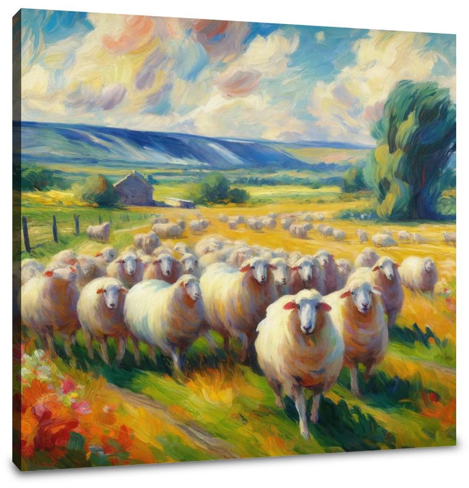 Vivid Pasture Sheep Canvas