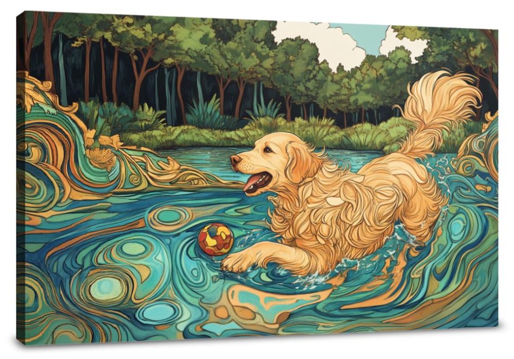 Golden Retriever Lakeside Canvas