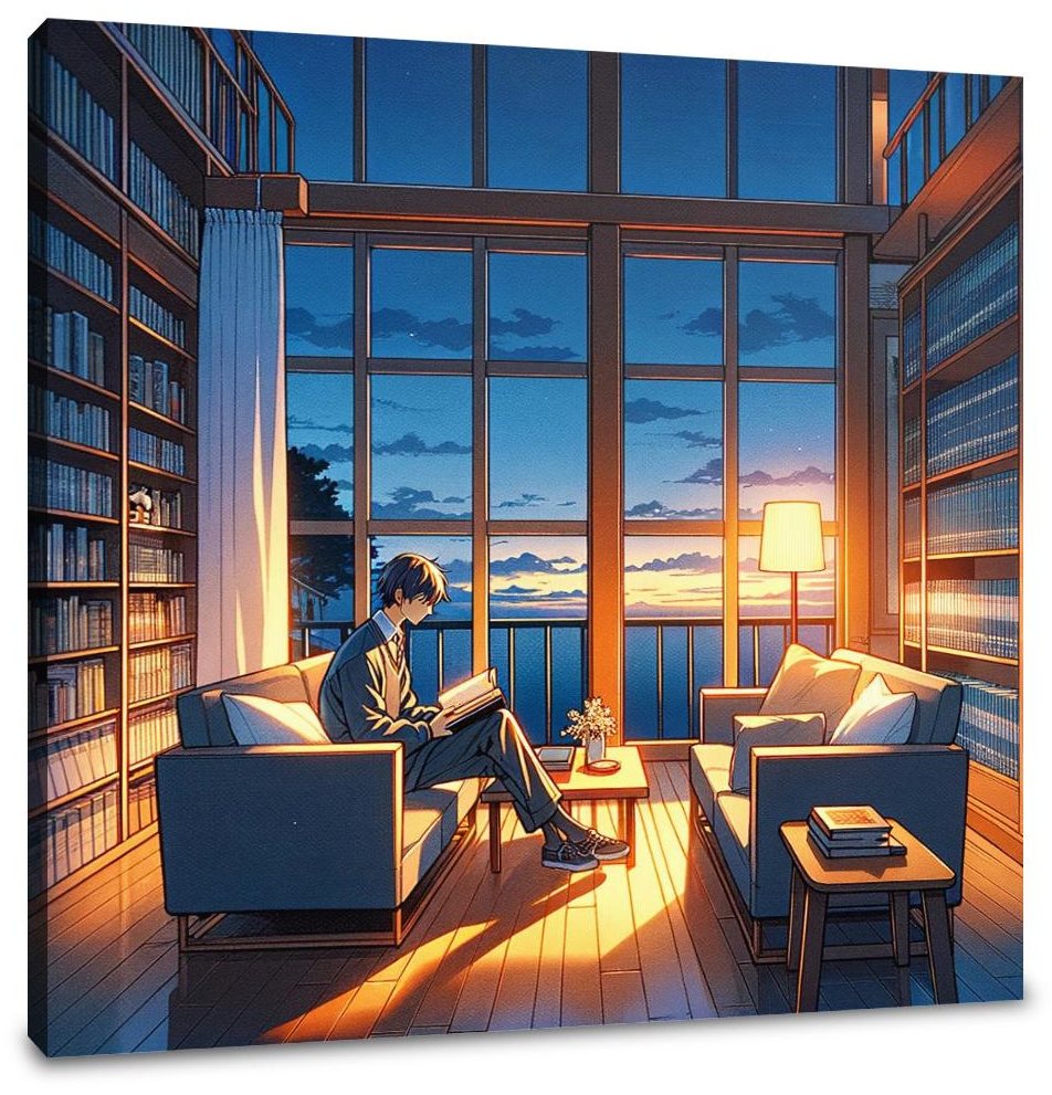 Twilight Library Calm Canvas