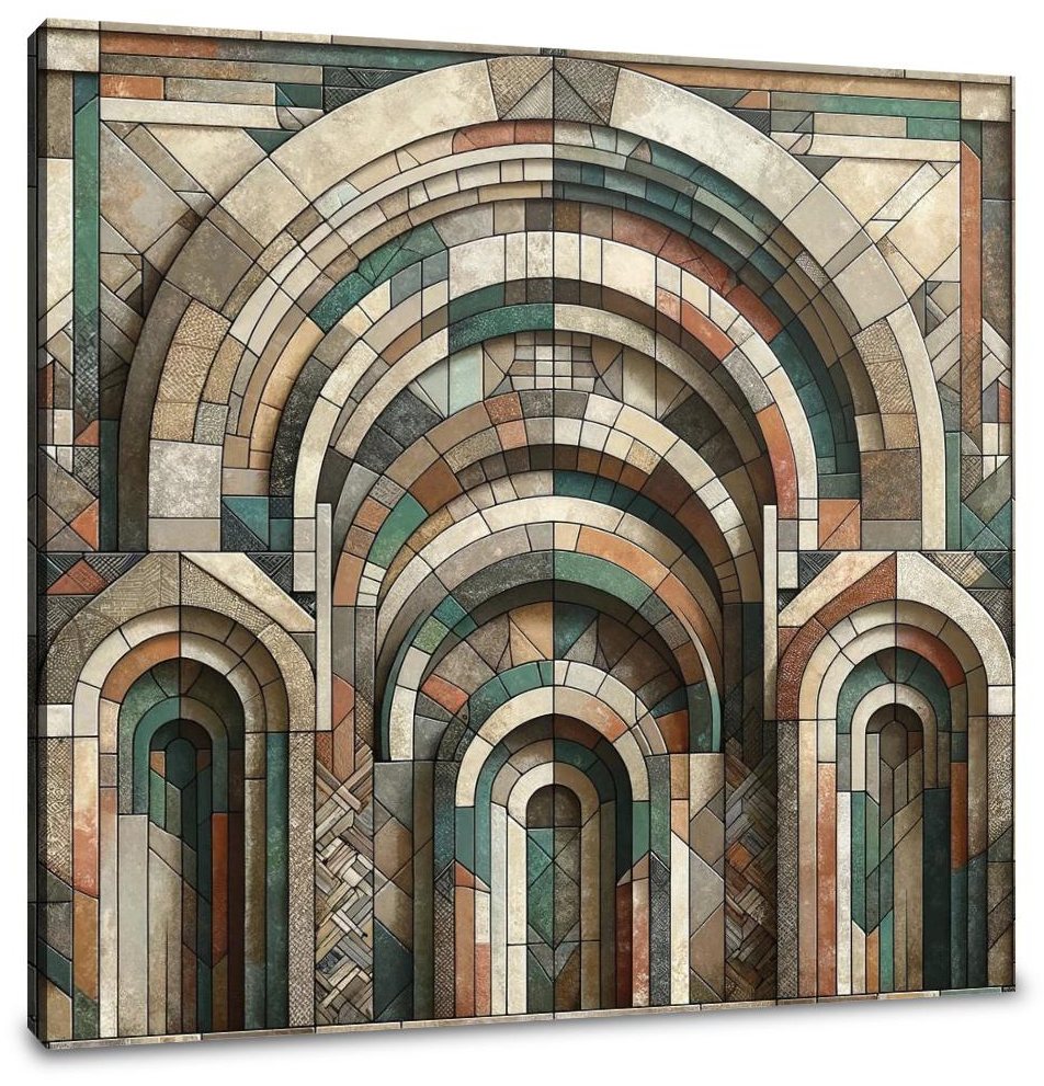 Geometric Harmony of Rustic Arches Canvas