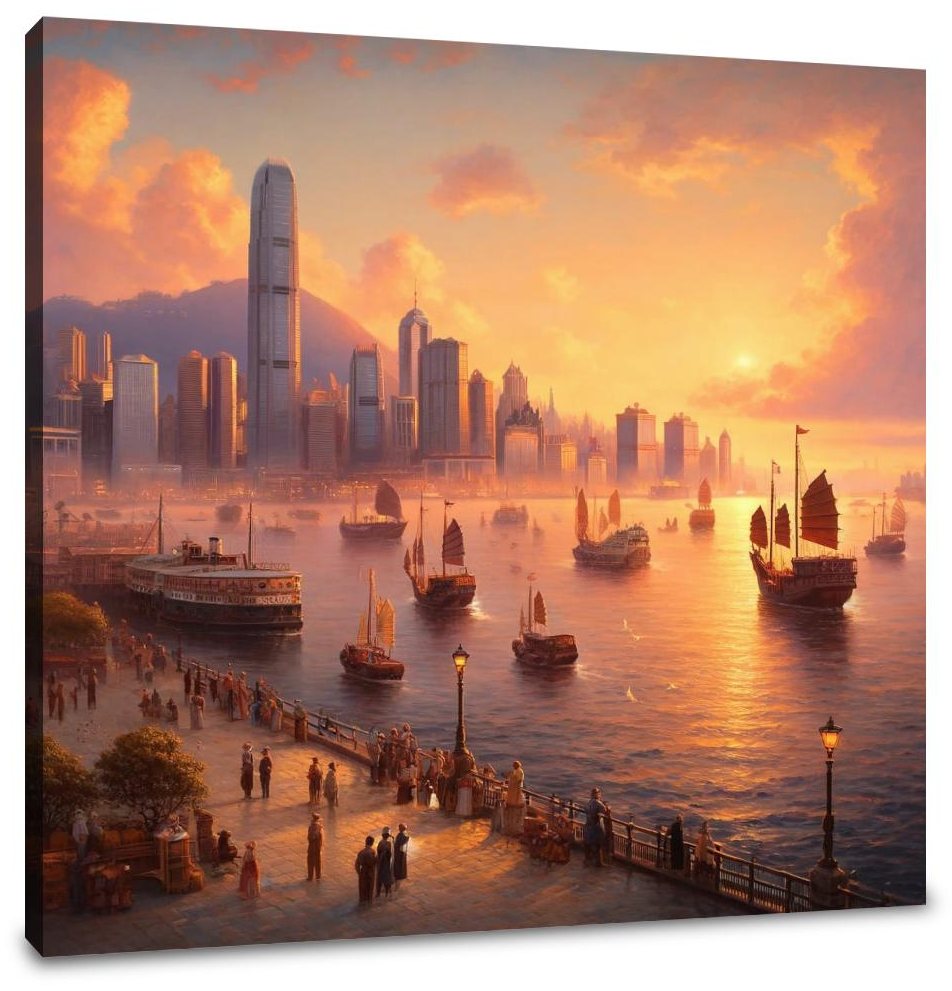 Sunset Over Victoria Harbour Canvas