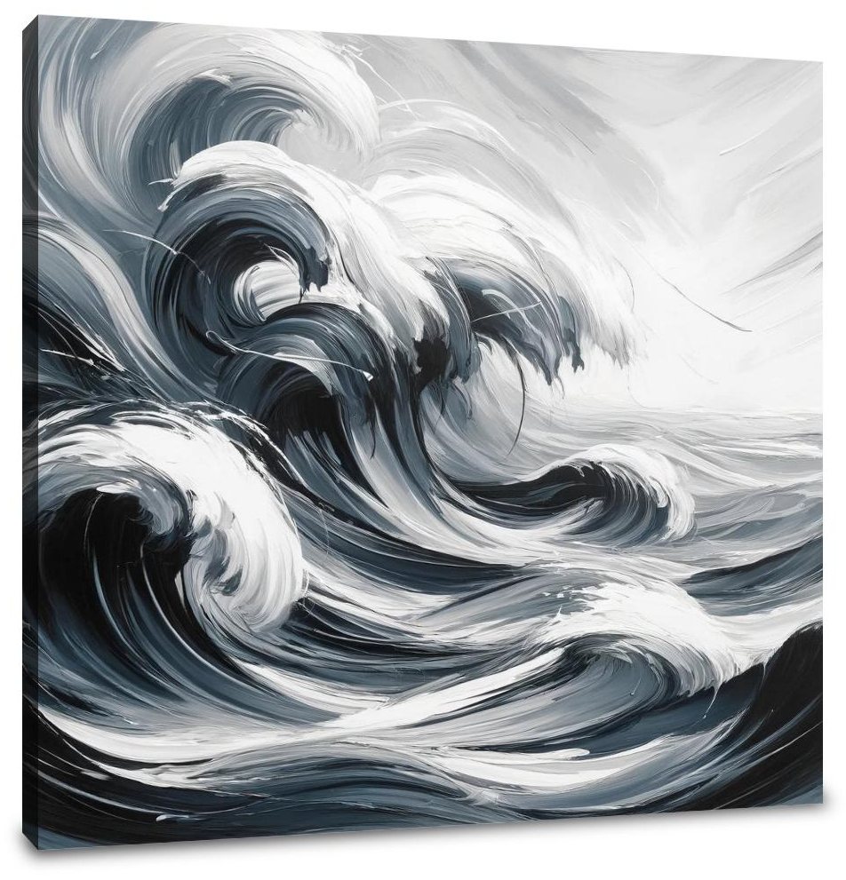 Monochrome Tides Canvas