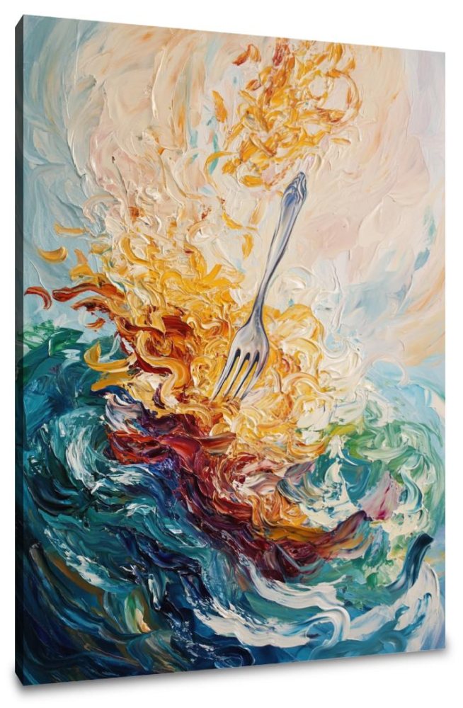 Dancing Fork and Pasta Canvas