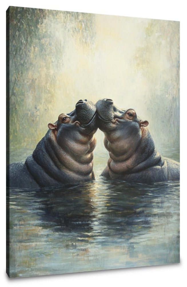 Pastel Hippo Harmony Canvas