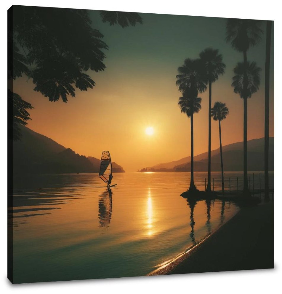 Lakeside Dusk Solitude Canvas