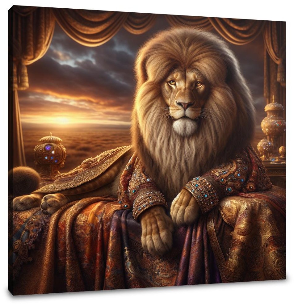 Regal Lion Majesty Sunset Canvas