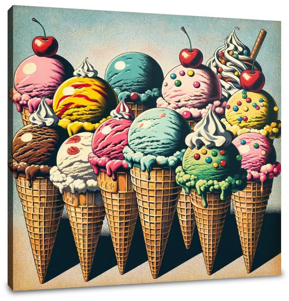Vintage Pop Ice Cream Delight Canvas