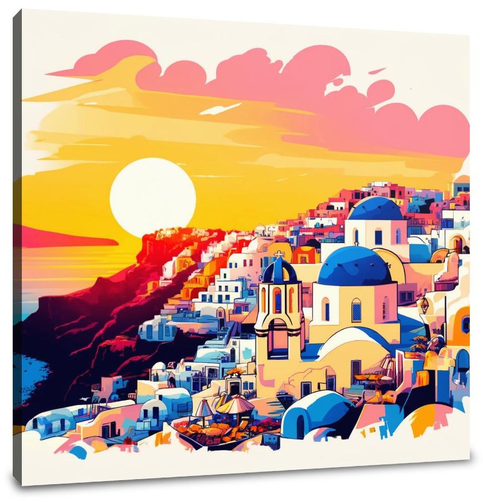 Santorini Sunset Splendor Canvas