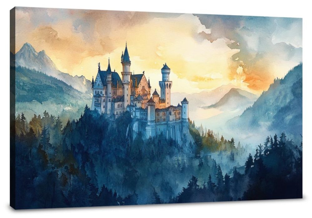 Enigmatic Sunset Castle Canvas