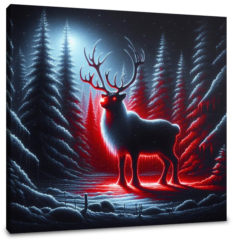 Reindeer's Radiance Nightfall Canvas