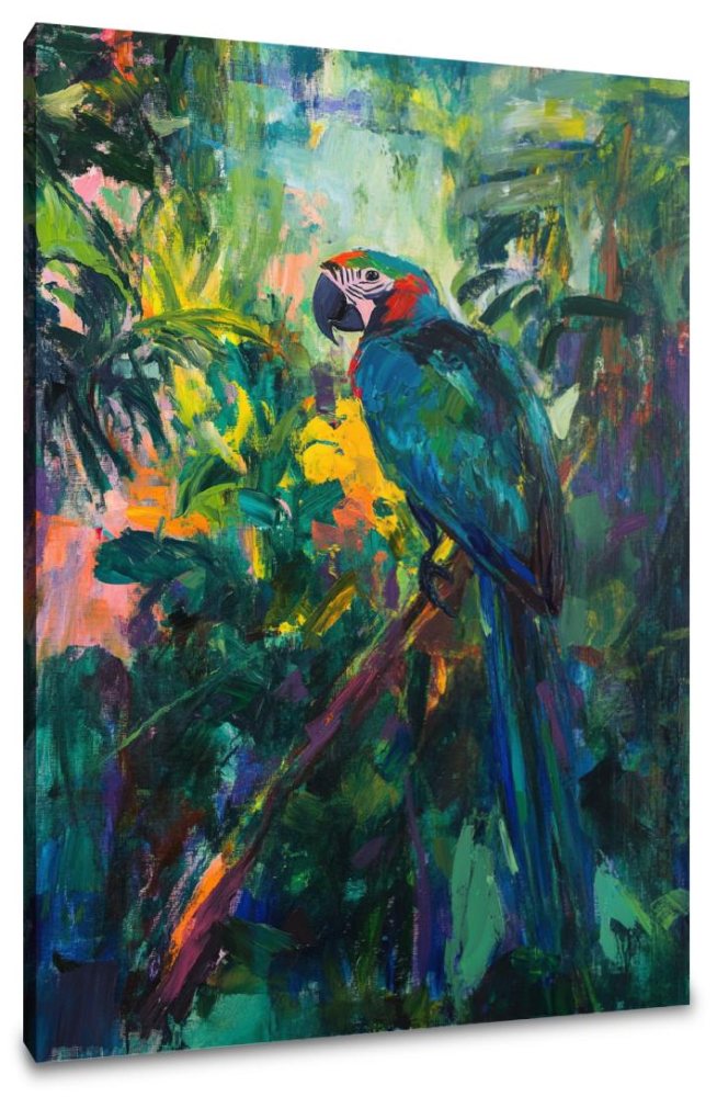 Parrot on Branch Canvas