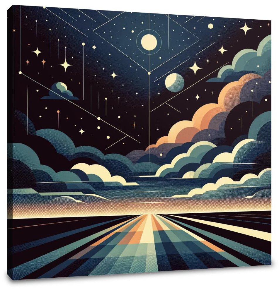 Celestial Harmony: Geometric Night Canvas